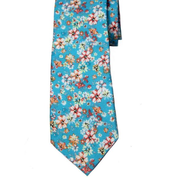Stafford Tie Floral Cotton Blue White Pink Men's - Picture 1 of 2